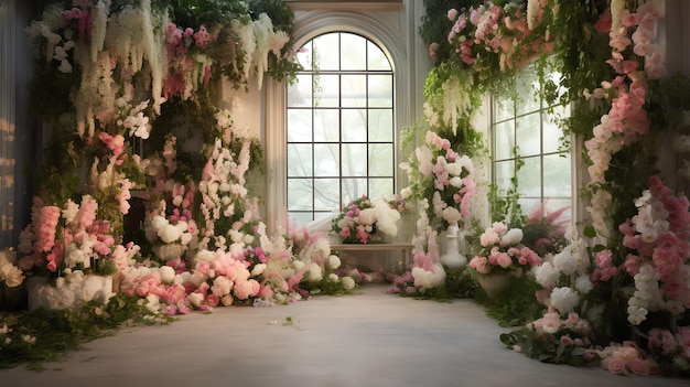 zdjęcie ślubnego pokoju kwiatowego Ślubnego pokoju kwiatowego Kwiaty do pokoju weselnego