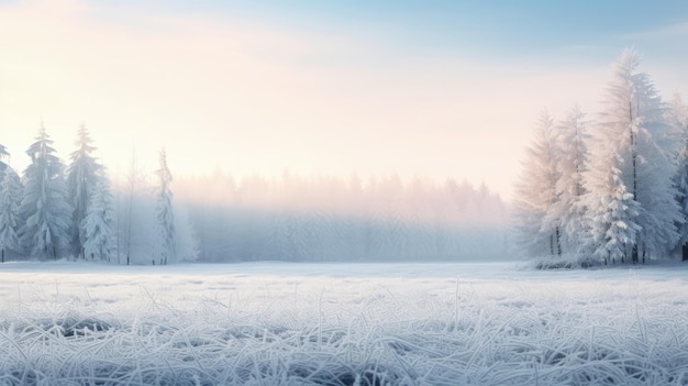 Zdjęcie śnieżnych gałęzi drzewa śnieżnego na tle łąki