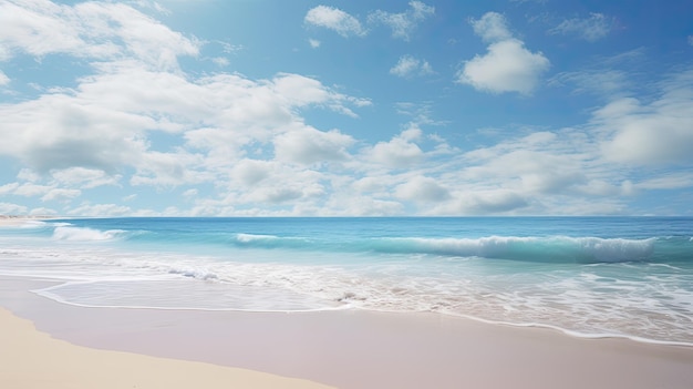 Zdjęcie spokojnej plaży i czystego błękitnego nieba