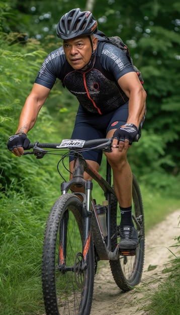 Zdjęcie sportowca jadącego na rowerze Generative AI