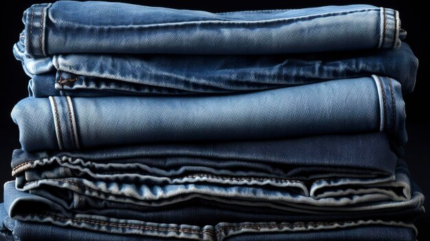 Zdjęcie sterty dżinsów w różnych odcieniach