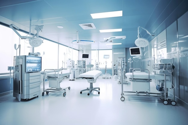 Zdjęcie stockowe przedstawiające wnętrze jednostki pogotowia ratunkowego w szpitalu Generative AI