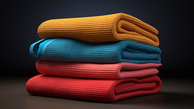 Zdjęcie stosu kolorowych ręczników sportowych