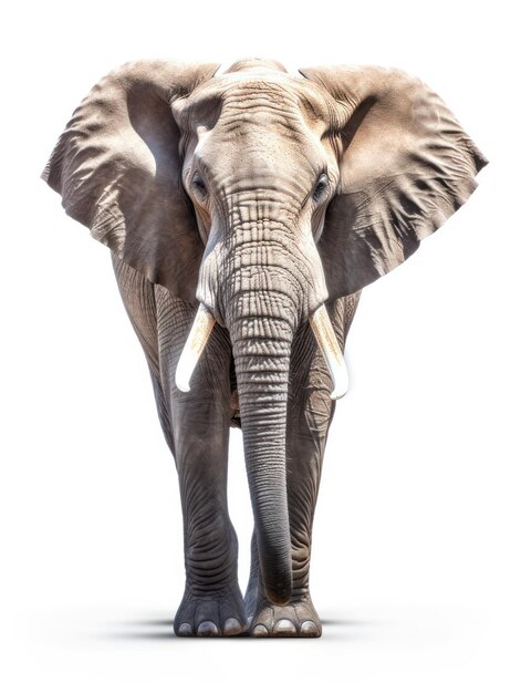 Zdjęcie studia słonia wyizolowane na czystym białym tle Generatywna sztuczna inteligencja