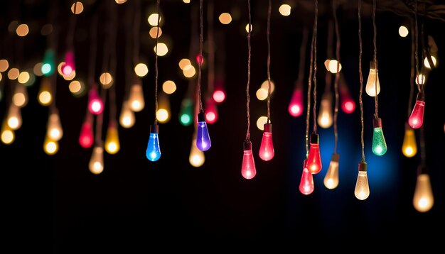 Zdjęcie świątecznego łańcucha kolorowych świateł Sylwestra