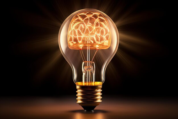 Zdjęcie świecącego inteligencyjnego mózgu ze światłem