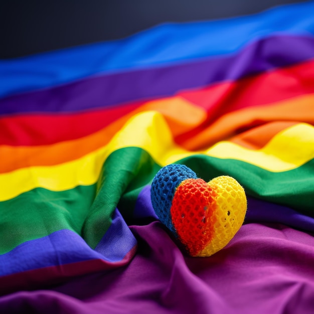 Zdjęcie symboli i flag LGBTQ w żywych kolorach reprezentujących różnorodność i dumę Generatywna sztuczna inteligencja