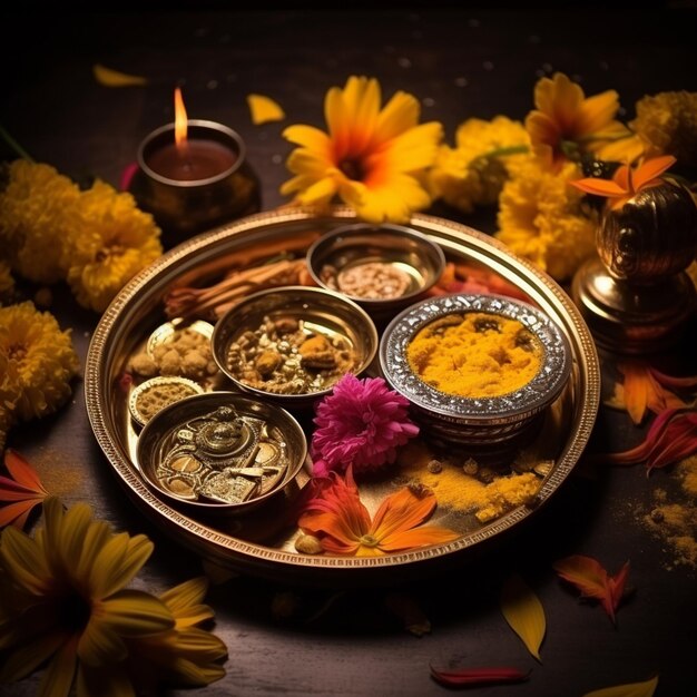 Zdjęcie szczęśliwego Diwali indyjskiego festiwalu tło ze świecami dzień Diwali szczęśliwy dzień Diwali