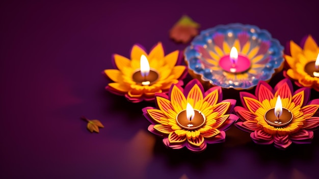Zdjęcie szczęśliwych lamp Diwali z gliny Diya Diwali Hinduski festiwal ze świętowaniem świateł