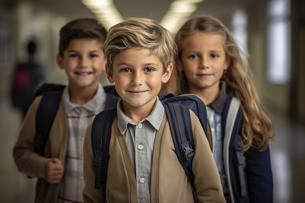 Zdjęcie szczęśliwych młodych dzieci w szkole