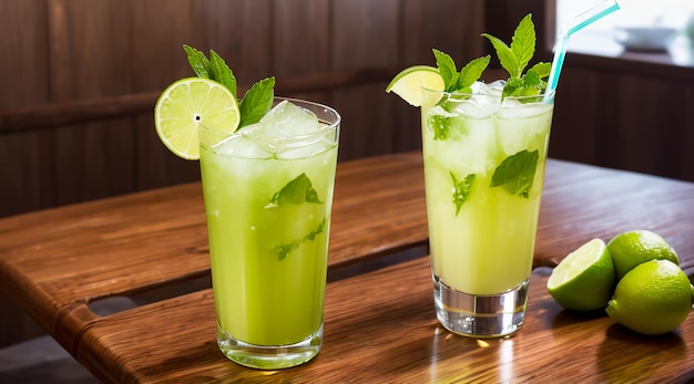 Zdjęcie szklanki zimnego dziewiczego mojito