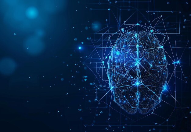 Zdjęcie sztucznej inteligencji, technologii futurystycznej, cyfrowego mózgu.