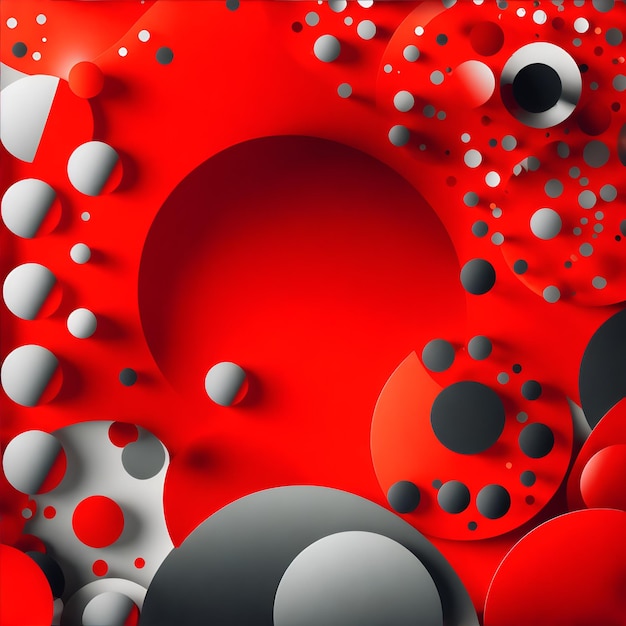 Zdjęcie tętniącego życiem abstrakcyjnego tła z czerwonymi i czarnymi kółkami i bąbelkami