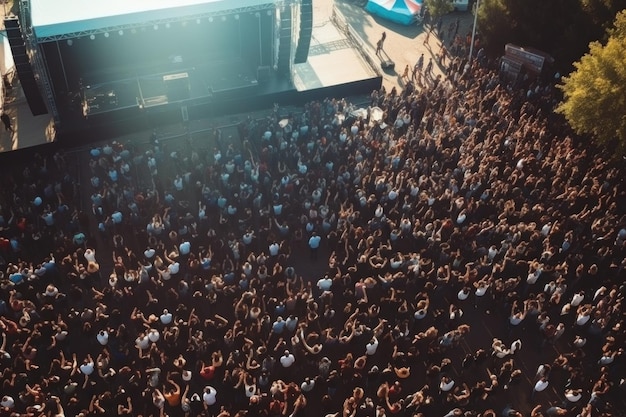 Zdjęcie tłumu ludzi oglądających koncert muzyczny