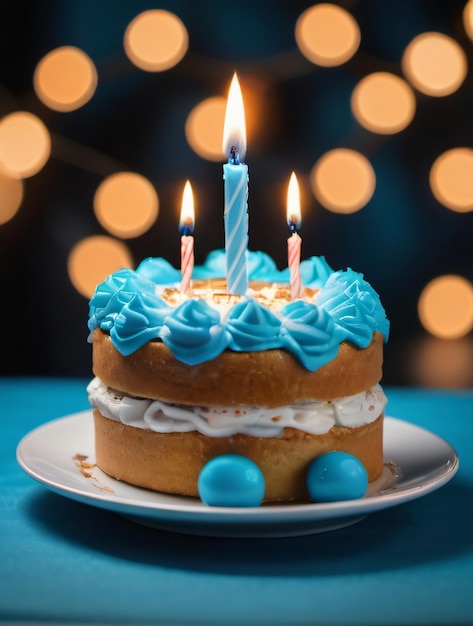 Zdjęcie Torta Compleanno Con Candela Azzurra Bimbo