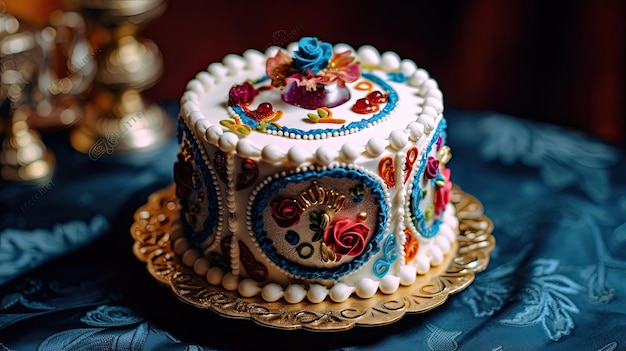 Zdjęcie tortu urodzinowego z prostym tłem
