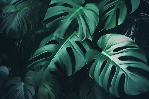 Zdjęcie tropikalne zielone liście w tle