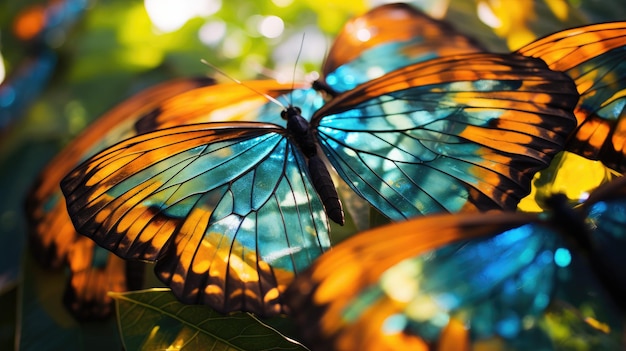Zdjęcie tropikalnego ogrodu z skrzydłami motyla