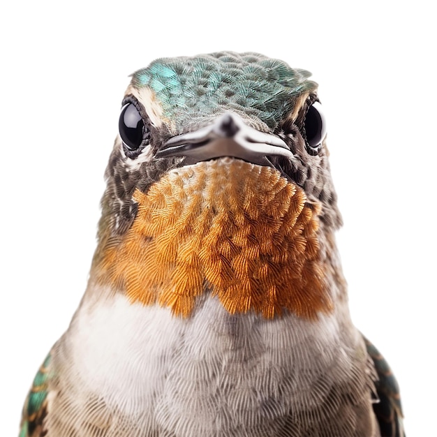 zdjęcie twarzy kolibri wyizolowane na przezroczystym wycięciu tła