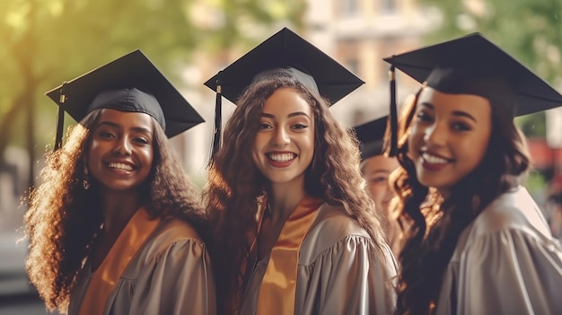 Zdjęcie ukończenia szkoły Grupa studentów stoi przed budynkiem