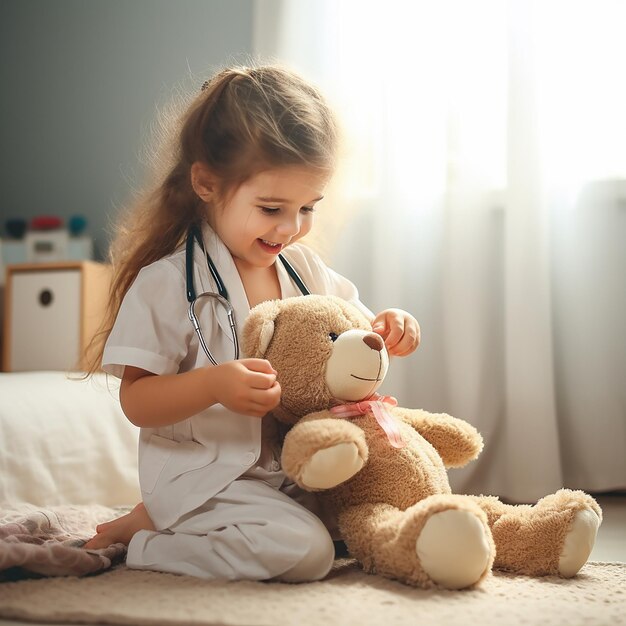 Zdjęcie uroczego dziecka bawiącego się zabawkami
