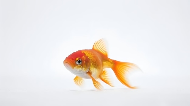 Zdjęcie uroczej złotej rybki izolowanej na białym tle