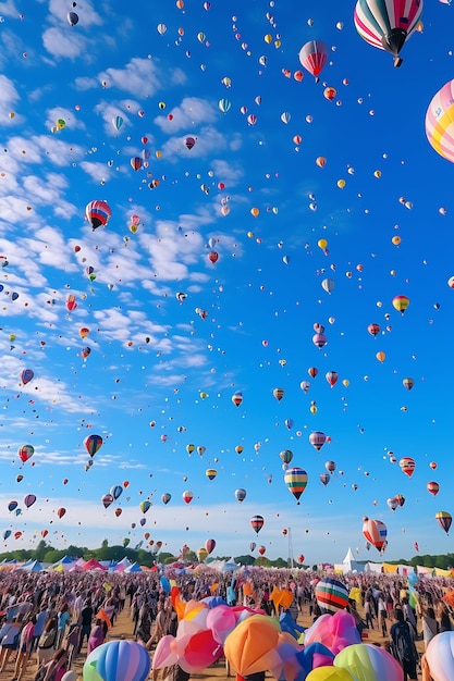 Zdjęcie uścisków na Festiwalu Balonów Ludzie uściskający się w kolorowym Ho Concept Idea Creative Scene