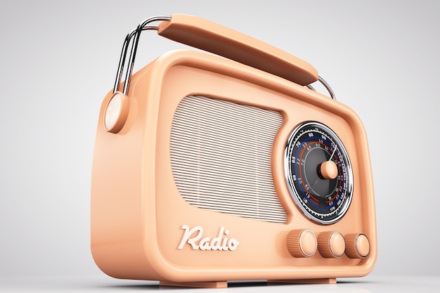 Zdjęcie w starym stylu. Zbliżenie Vintage Radio na białym tle