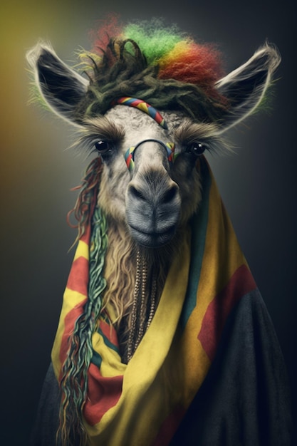 Zdjęcie zdjęcie wielbłąda z szalikiem z napisem „lama”.