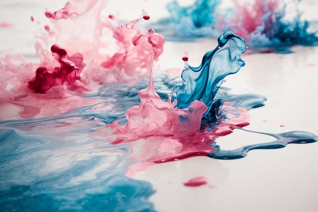 Zdjęcie wody wybucha miękkie biue i różowy kolor bałagan abstrakcyjne tapety