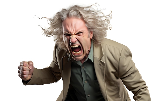 Zdjęcie wściekłego mężczyzny na białym tle studia