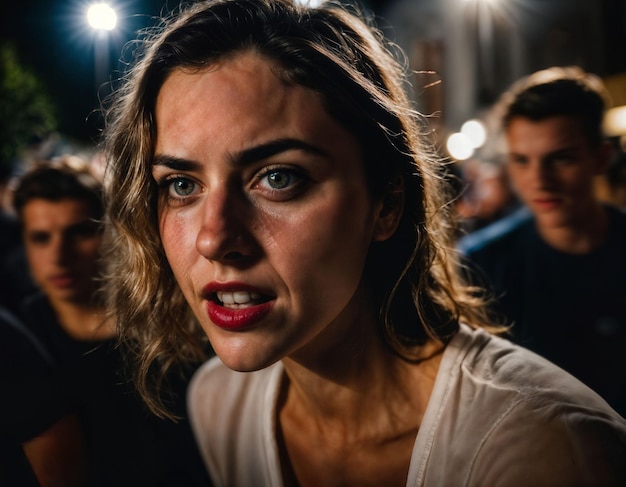 Zdjęcie zdjęcie wściekłej nastolatki z college'u walczącej z drugą z raną na twarzy