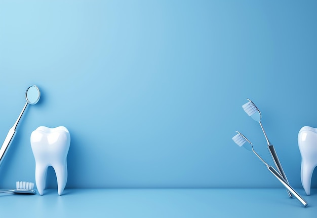 Zdjęcie zdjęcie wybielania zębów i zdrowia zębów 3d projektowanie tła 3d rendering