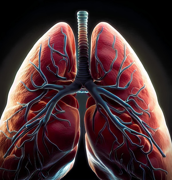 Zdjęcie wysokiej jakości przedstawiające ludzkie płuca