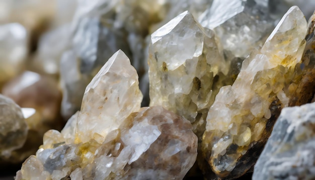 Zdjęcie z bliska kamieni kwarcowych kamieni naturalnych tekstura Piękne naturalne kryształy kamienie szlachetne