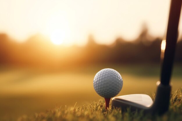 Zdjęcie zdjęcie z bliska piłki golfowej rekreacja na świeżym powietrzu, aktywność sportowa na zielonym polu wygeneruj ai