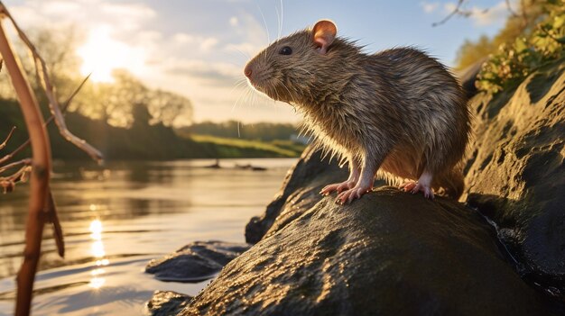 Zdjęcie z bliska szczura patrzącego w swoim środowisku