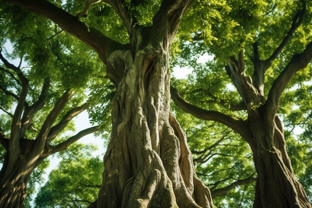 Zdjęcie zdjęcie z niskiego kąta wysokich zielonych drzew na wyspie mainau w niemczech