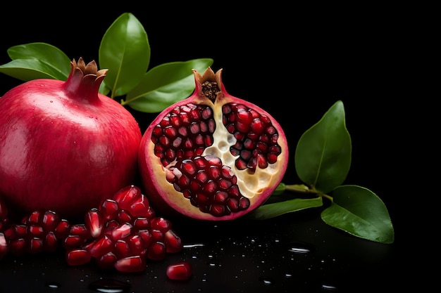 Zdjęcie z pomegranatem na czarnym tle