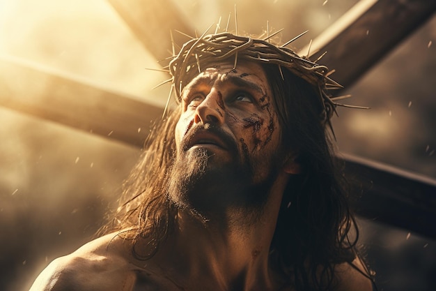 Zdjęcie z Wielkiego Piątku z Jezusem Chrystusem i krzyżem