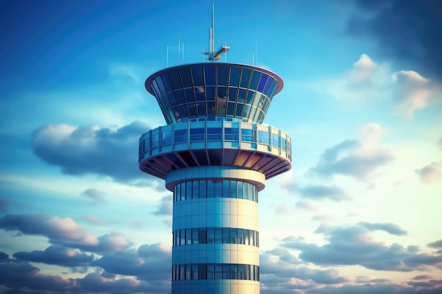 Zdjęcie z wieży kontroli ruchu lotniczego Zdjęcia z generowanej sztucznej inteligencji