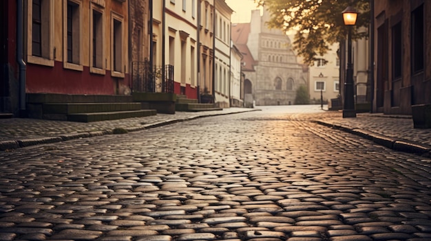 Zdjęcie zabytkowej ulicy z historycznymi budynkami na tle
