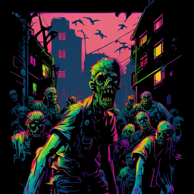 Zdjęcie zaczerpnięte z plakatu filmu o zombie w generatywnej ai miasta