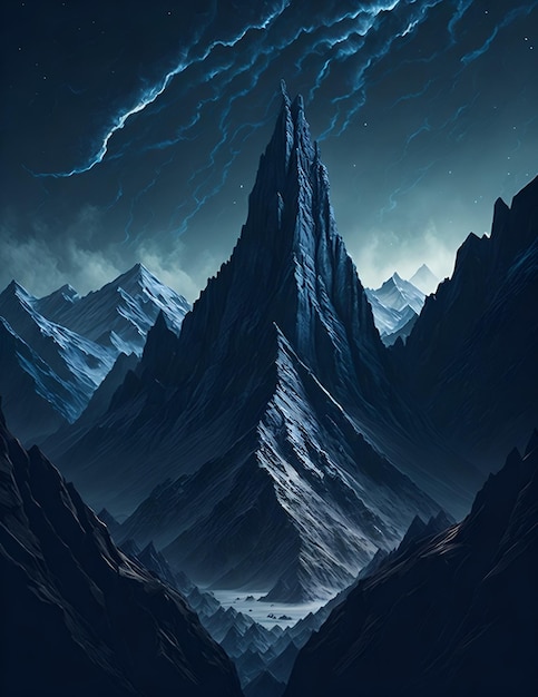 Zdjęcie zapierającej dech w piersiach nocnej sceny majestatycznych gór