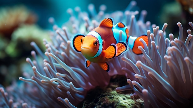 Zdjęcie zbliżenia pięknych złotych ryb wygenerowanych przez sztuczną inteligencję
