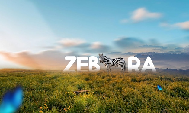 Zdjęcie zebry i zebry na polu