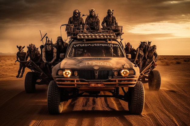 Zdjęcie zespołu Slipknot w ciężarówce z filmem Mad Max