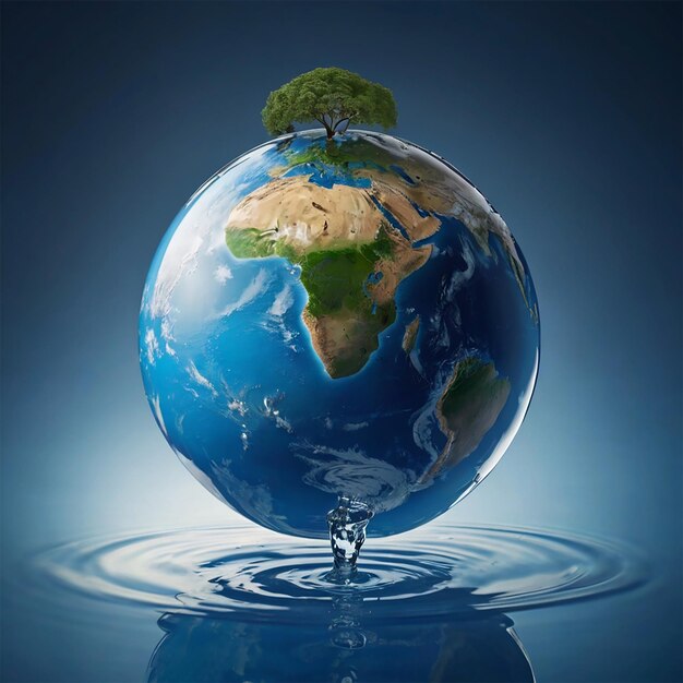 Zdjęcie Ziemi w kształcie kropli z dwóch rąk na konferencji o zmianie klimatu