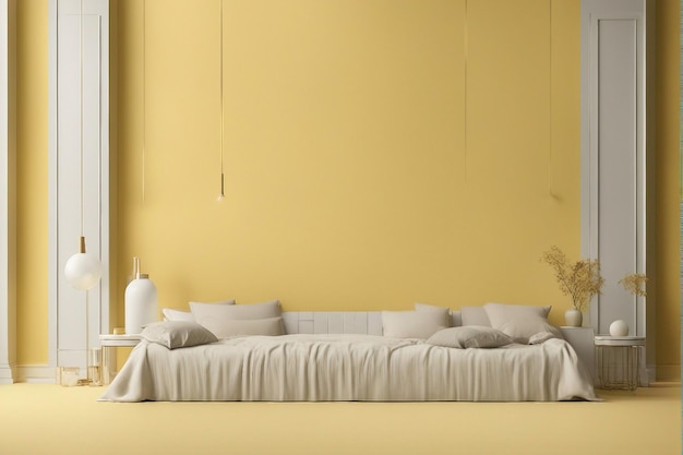 zdjęcie żółtego pokoju z sofą