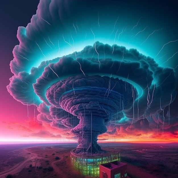 zdjęcie zrobione z komputera generatywnej AI chmury tornado